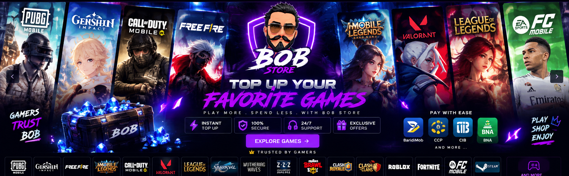 BOB STORE — top up your favorite games